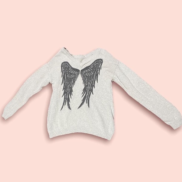 Supernatural Castiel Wings Girls Sweater in White - Picture 1 of 4